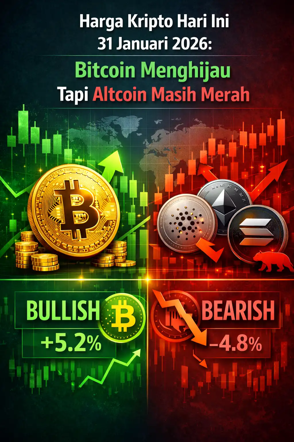 Read more about the article Harga Kripto Hari Ini 31 Januari 2026: Bitcoin Menghijau Tapi Altcoin Masih Merah