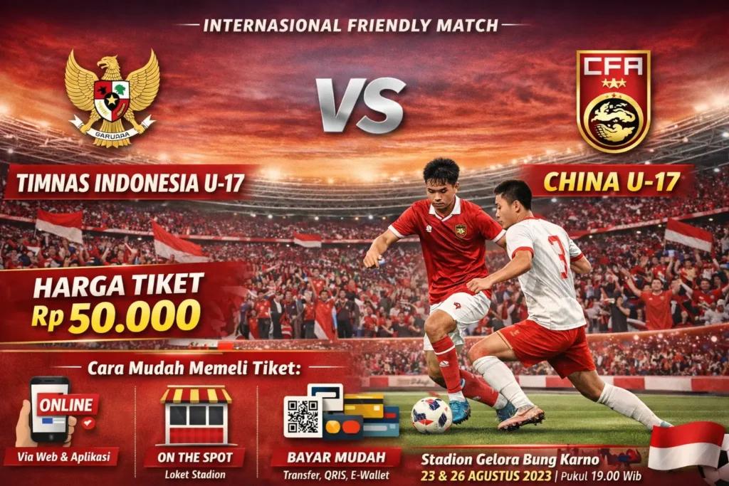 Harga Tiket Timnas Indonesia U-17 Vs China Dibanderol Dengan Harga Rp 50 Ribu, Begini Cara Mudah Membelinya
